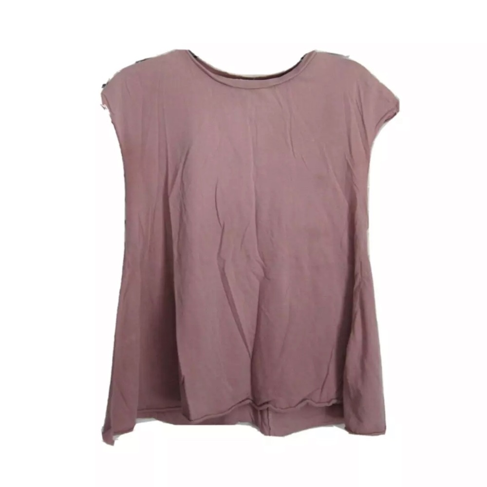 Urban Outfitters silence + noise raw edge flared cap sleeve tee shirt in mauve